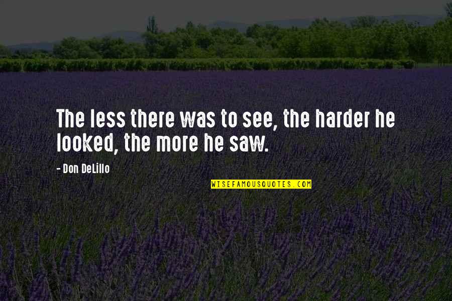 Sometomes Quotes By Don DeLillo: The less there was to see, the harder