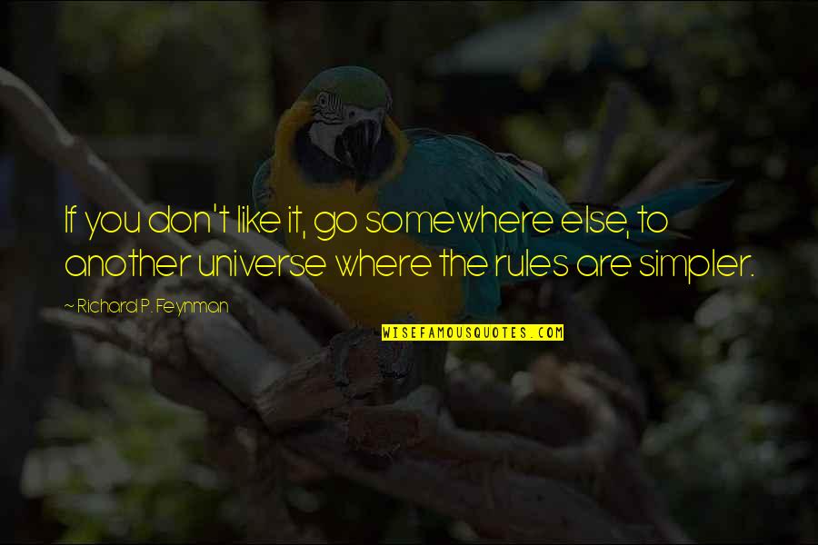 Somewhere Else Quotes By Richard P. Feynman: If you don't like it, go somewhere else,