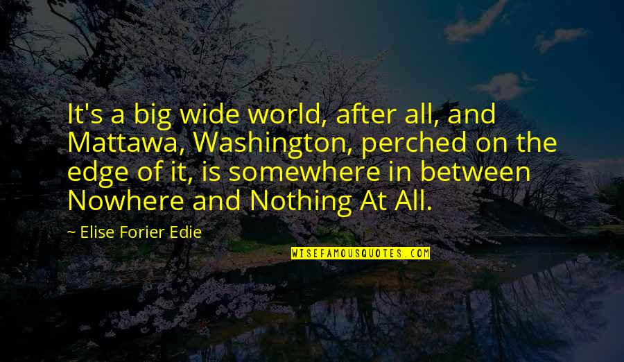 Somewhere In Between Quotes By Elise Forier Edie: It's a big wide world, after all, and