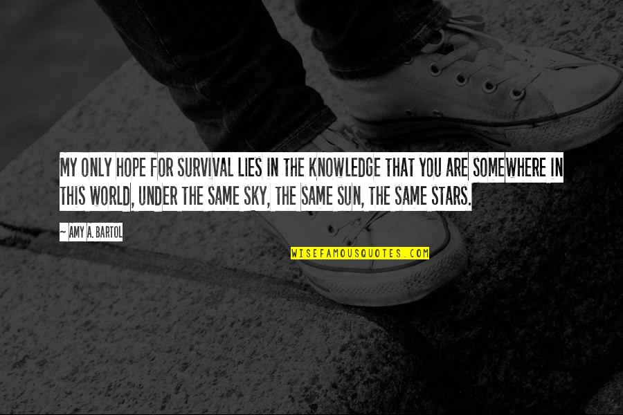 Somewhere Over The Sun Quotes By Amy A. Bartol: My only hope for survival lies in the