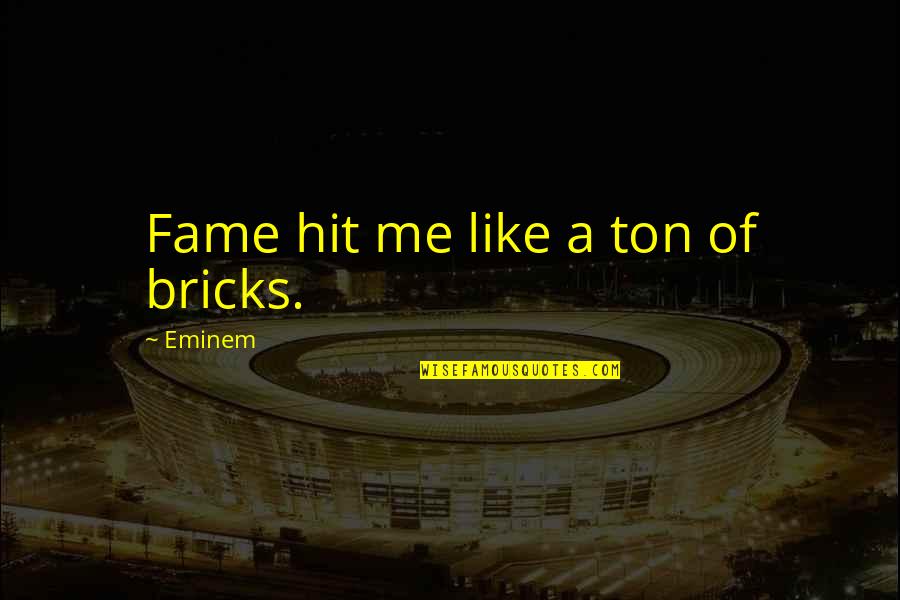 Sommier Coffre Quotes By Eminem: Fame hit me like a ton of bricks. Sommier Coffre Quotes By Eminem: Fame hit me like a ton of bricks.