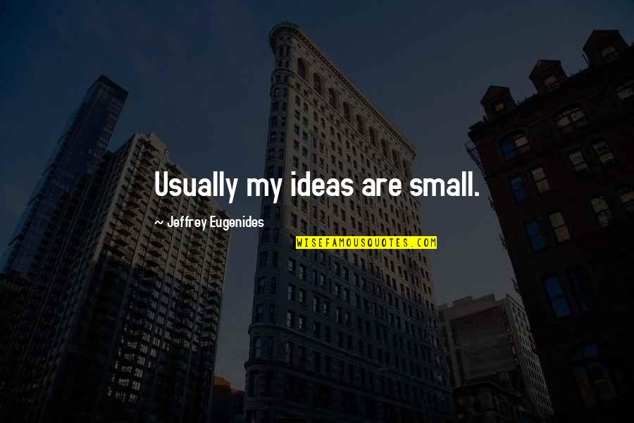 Somsri Jung Quotes By Jeffrey Eugenides: Usually my ideas are small. Somsri Jung Quotes By Jeffrey Eugenides: Usually my ideas are small.