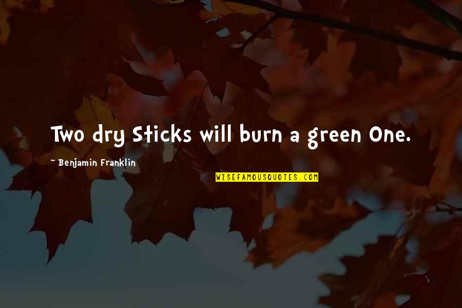Son In Law To Be Quotes By Benjamin Franklin: Two dry Sticks will burn a green One.