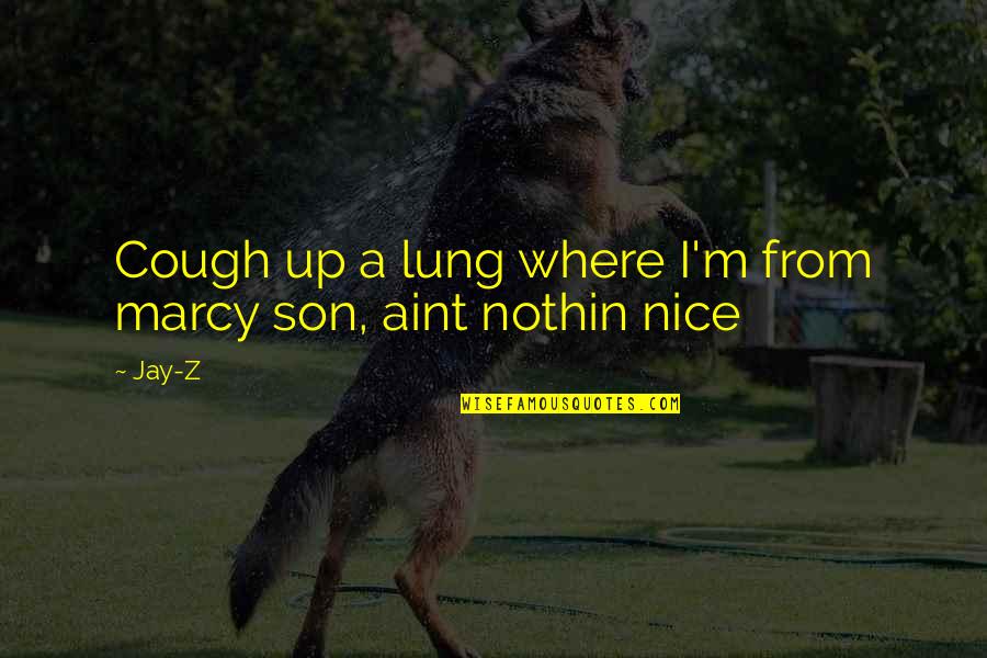 Son Rap Quotes By Jay-Z: Cough up a lung where I'm from marcy