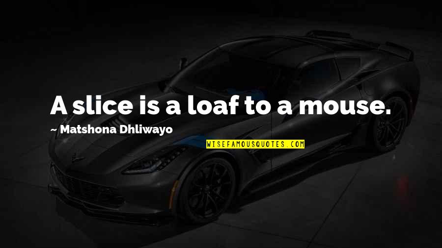 Sondar Definicion Quotes By Matshona Dhliwayo: A slice is a loaf to a mouse. Sondar Definicion Quotes By Matshona Dhliwayo: A slice is a loaf to a mouse.