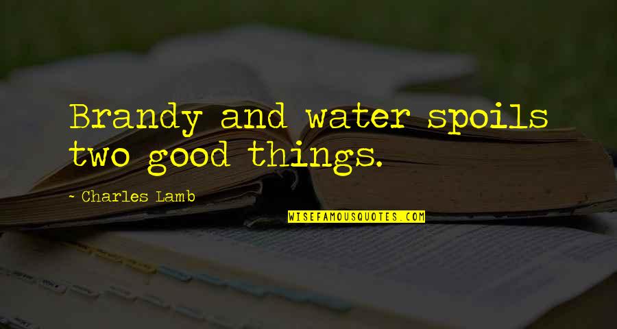 Sondescent Quotes By Charles Lamb: Brandy and water spoils two good things. Sondescent Quotes By Charles Lamb: Brandy and water spoils two good things.