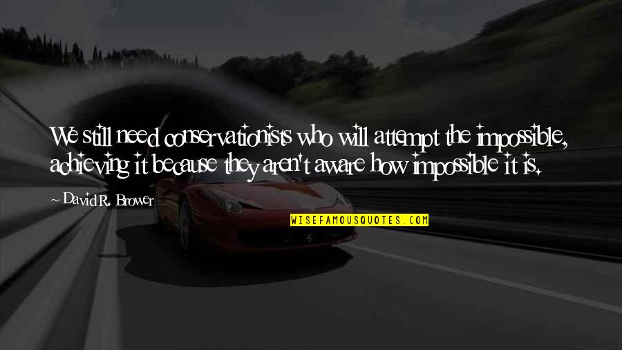 Song Of The Universe Quotes By David R. Brower: We still need conservationists who will attempt the