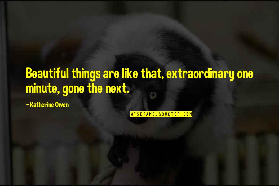 Songlike Quotes By Katherine Owen: Beautiful things are like that, extraordinary one minute,