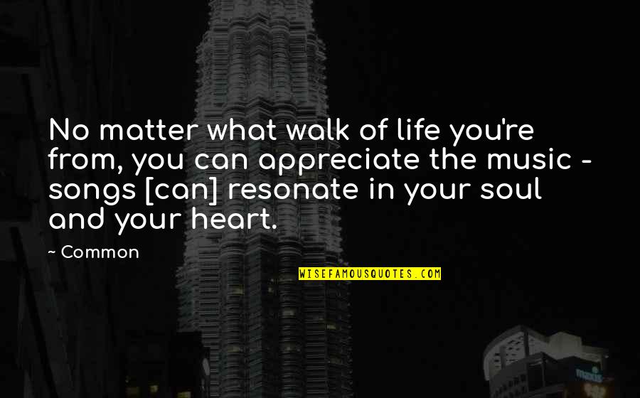 Songs Of The Heart Quotes By Common: No matter what walk of life you're from,