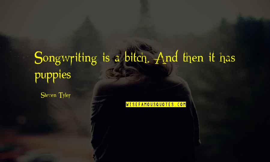 Songwriting's Quotes By Steven Tyler: Songwriting is a bitch. And then it has