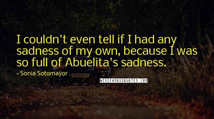Sonia Sotomayor quotes: I couldn't even tell if I had any sadness of my own, because I was so full of Abuelita's sadness.