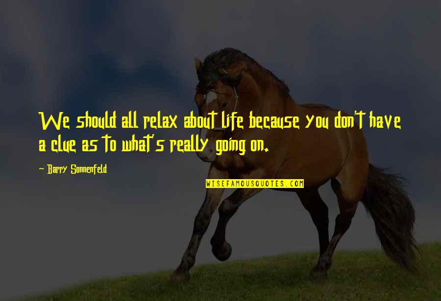 Sonnenfeld Quotes By Barry Sonnenfeld: We should all relax about life because you