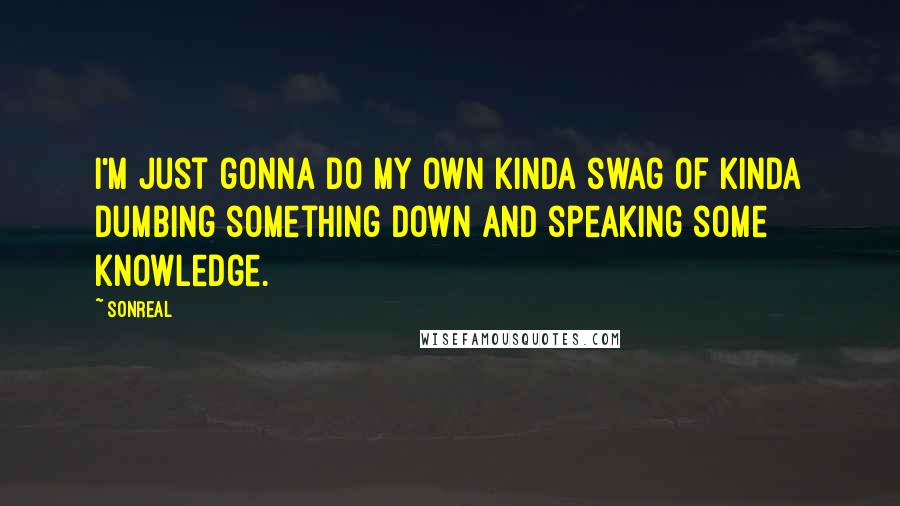 SonReal quotes: I'm just gonna do my own kinda swag of kinda dumbing something down and speaking some knowledge.