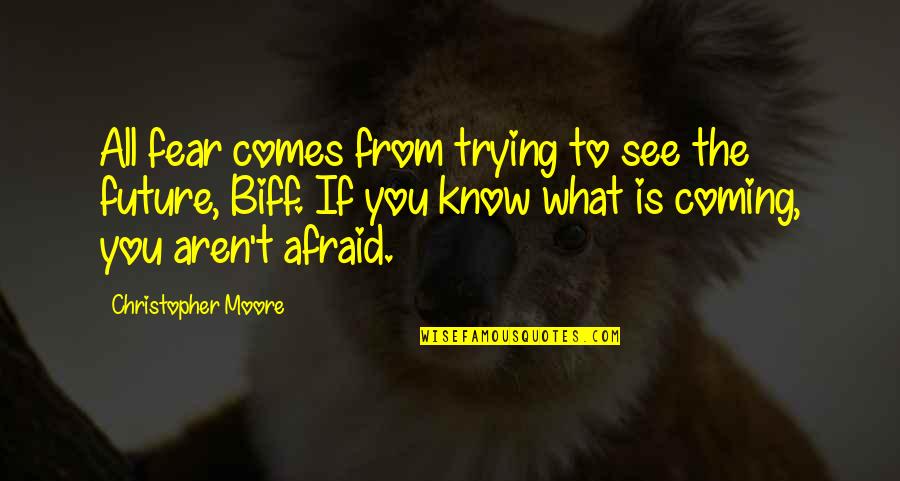 Sonwill Industries Quotes By Christopher Moore: All fear comes from trying to see the