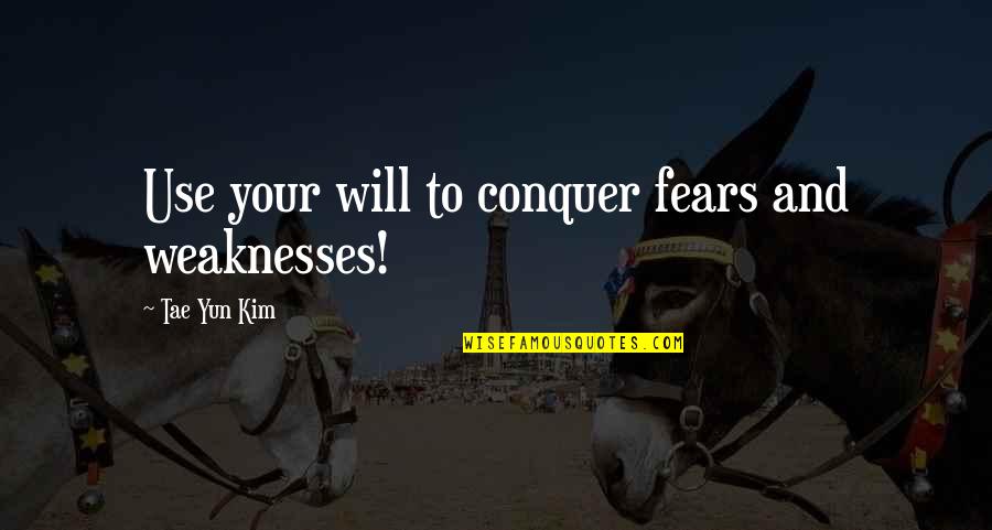 Soofia Suhail Quotes By Tae Yun Kim: Use your will to conquer fears and weaknesses!