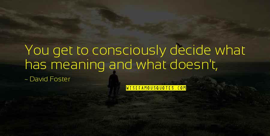 Sooky88 Quotes By David Foster: You get to consciously decide what has meaning