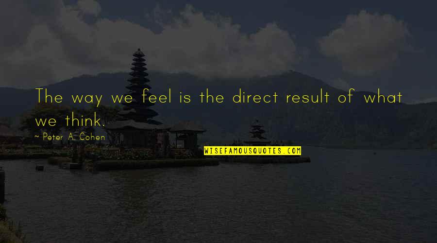 Sooranad Kunjan Quotes By Peter A. Cohen: The way we feel is the direct result