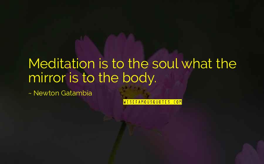 Soovee Quotes By Newton Gatambia: Meditation is to the soul what the mirror