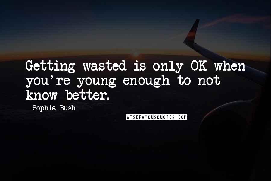 Sophia Bush quotes: Getting wasted is only OK when you're young enough to not know better.