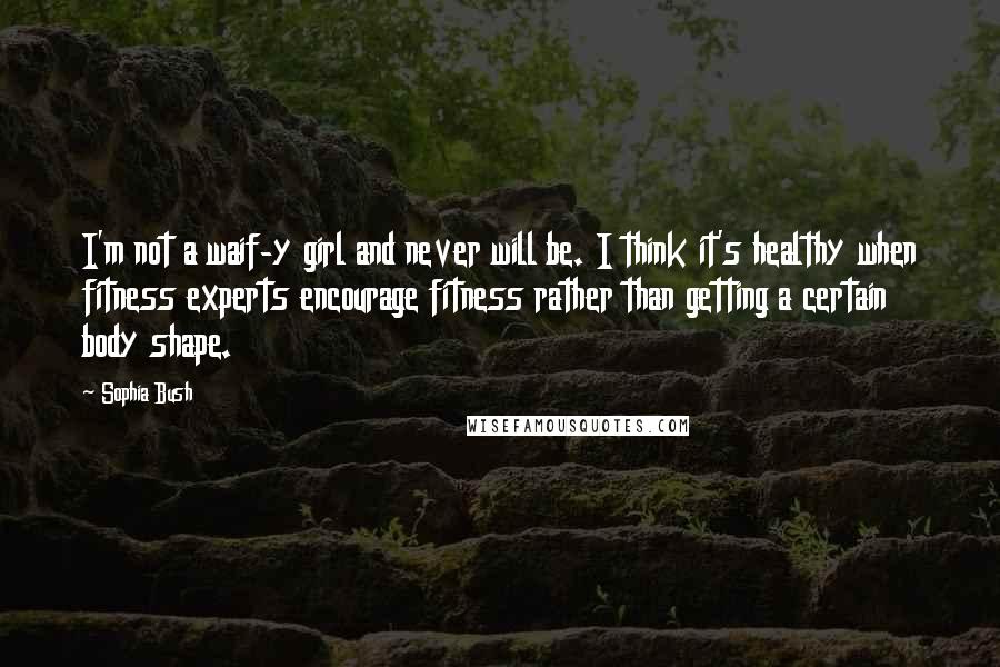 Sophia Bush quotes: I'm not a waif-y girl and never will be. I think it's healthy when fitness experts encourage fitness rather than getting a certain body shape.