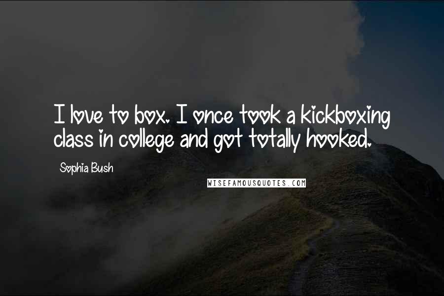 Sophia Bush quotes: I love to box. I once took a kickboxing class in college and got totally hooked.