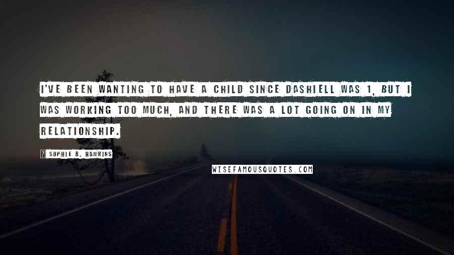 Sophie B. Hawkins quotes: I've been wanting to have a child since Dashiell was 1, but I was working too much, and there was a lot going on in my relationship.