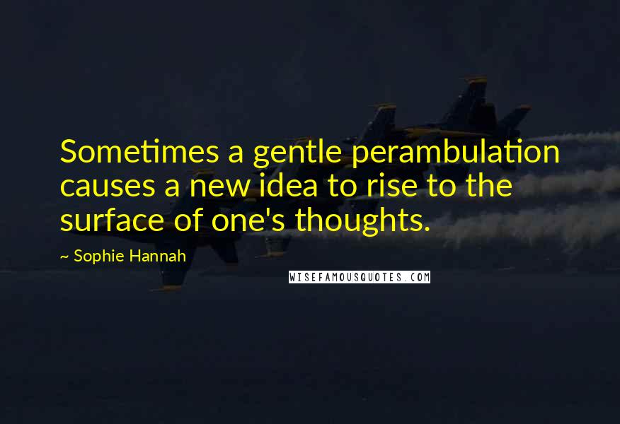 Sophie Hannah quotes: Sometimes a gentle perambulation causes a new idea to rise to the surface of one's thoughts.