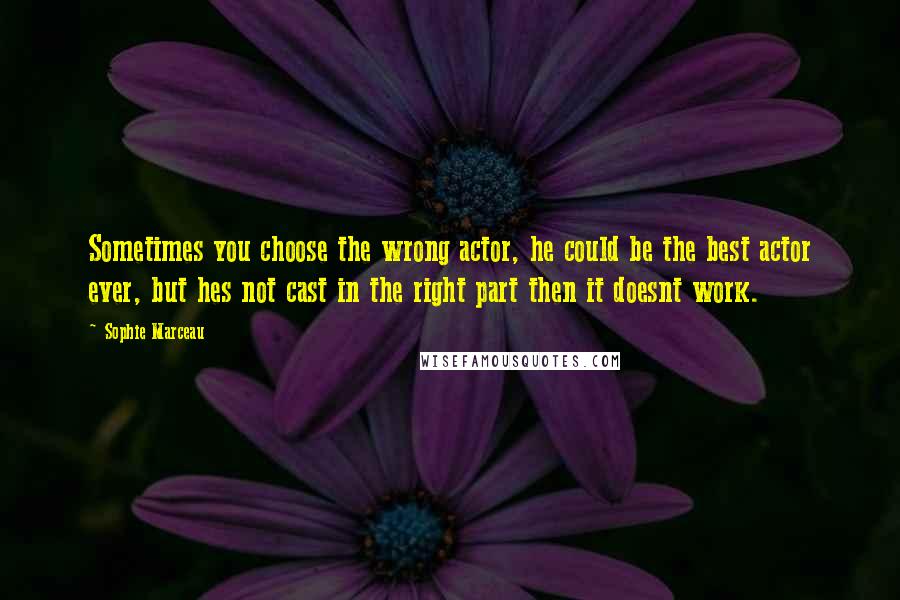 Sophie Marceau quotes: Sometimes you choose the wrong actor, he could be the best actor ever, but hes not cast in the right part then it doesnt work.