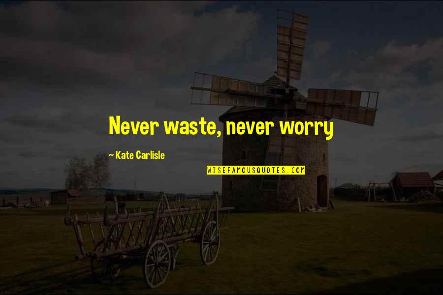 Sophie The Brave Quotes By Kate Carlisle: Never waste, never worry Sophie The Brave Quotes By Kate Carlisle: Never waste, never worry
