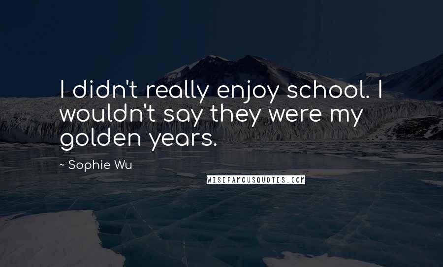 Sophie Wu quotes: I didn't really enjoy school. I wouldn't say they were my golden years.