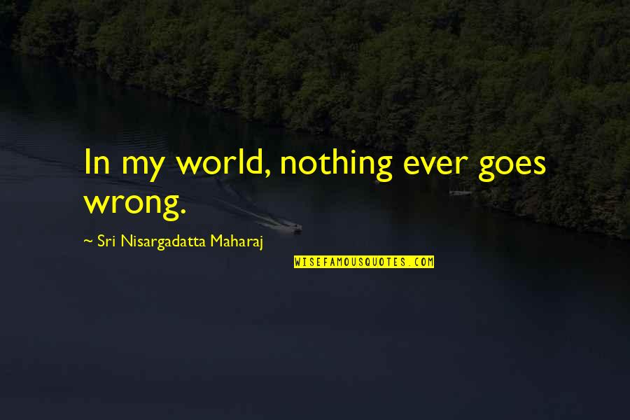 Sophitia Soul Quotes By Sri Nisargadatta Maharaj: In my world, nothing ever goes wrong. Sophitia Soul Quotes By Sri Nisargadatta Maharaj: In my world, nothing ever goes wrong.