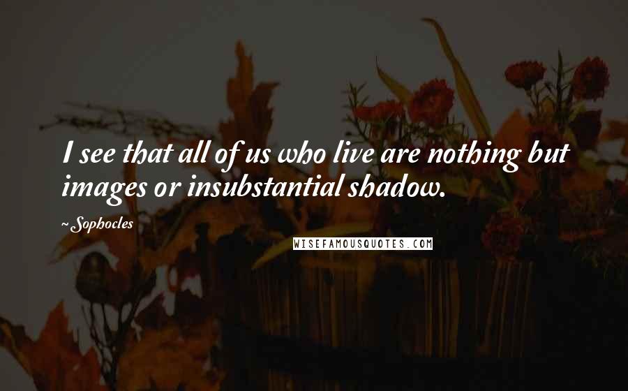 Sophocles quotes: I see that all of us who live are nothing but images or insubstantial shadow.