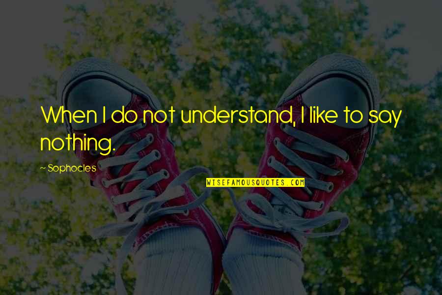 Sophocles Quotes By Sophocles: When I do not understand, I like to