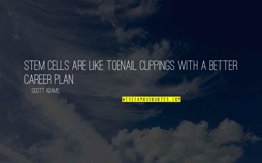 Sopio Gavashelishvili Quotes By Scott Adams: Stem cells are like toenail clippings with a