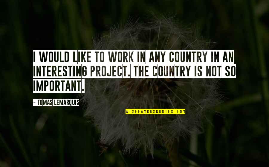 Sorbato Quotes By Tomas Lemarquis: I would like to work in any country