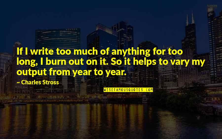 Sorci Re Quotes By Charles Stross: If I write too much of anything for
