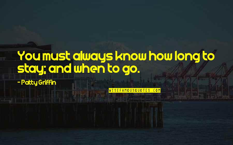 Soren Kierkegaard Absurdism Quotes By Patty Griffin: You must always know how long to stay;