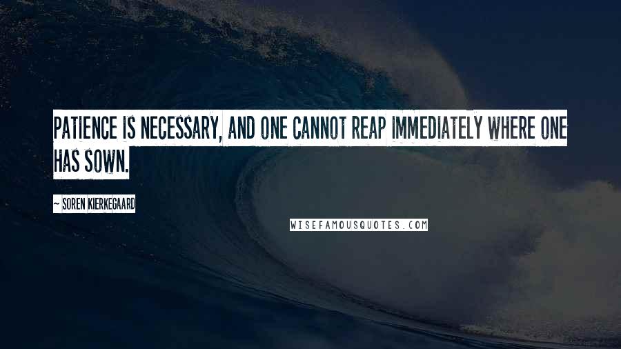 Soren Kierkegaard quotes: Patience is necessary, and one cannot reap immediately where one has sown.