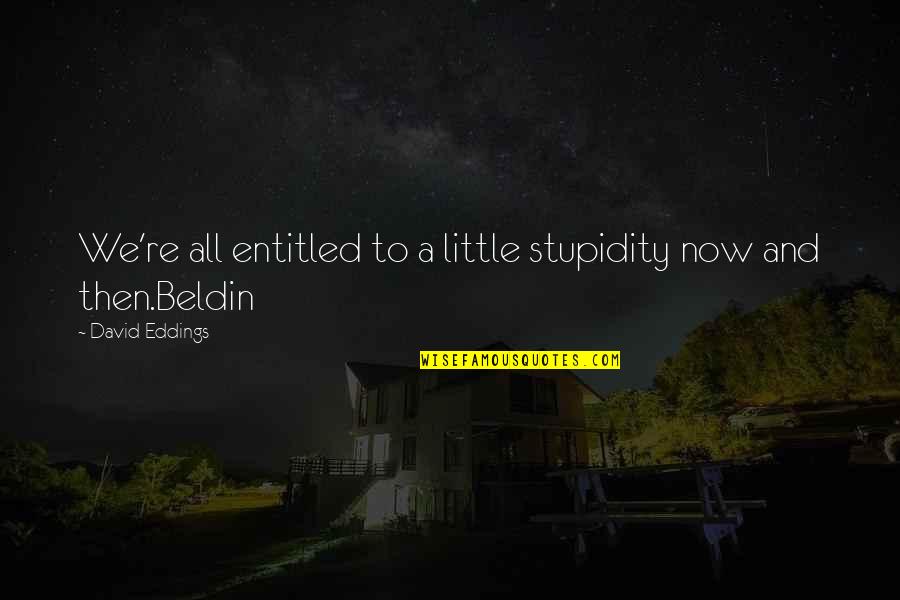 Sorgeloose Quotes By David Eddings: We're all entitled to a little stupidity now Sorgeloose Quotes By David Eddings: We're all entitled to a little stupidity now
