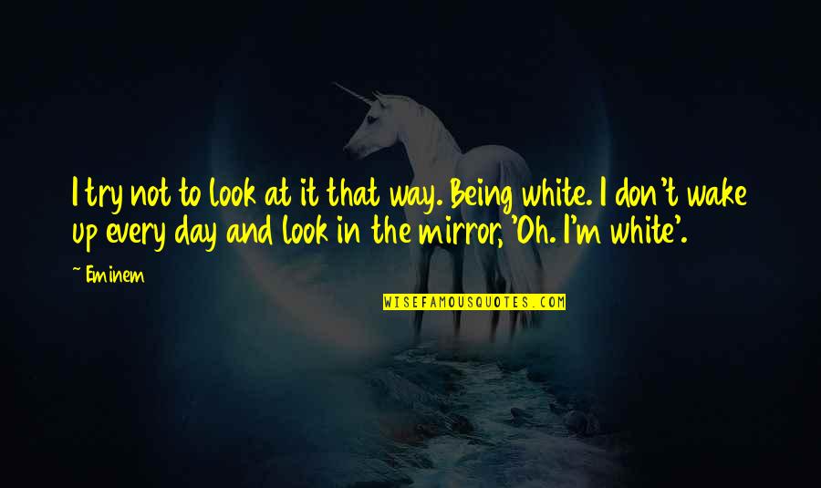 Sorgeloose Quotes By Eminem: I try not to look at it that Sorgeloose Quotes By Eminem: I try not to look at it that