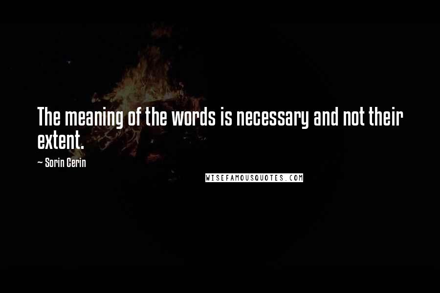 Sorin Cerin quotes: The meaning of the words is necessary and not their extent.