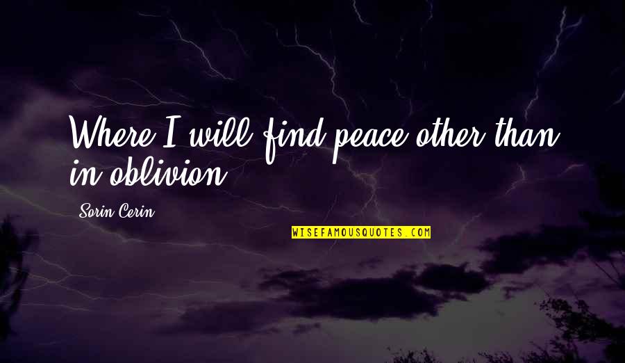 Sorin Quotes By Sorin Cerin: Where I will find peace other than in
