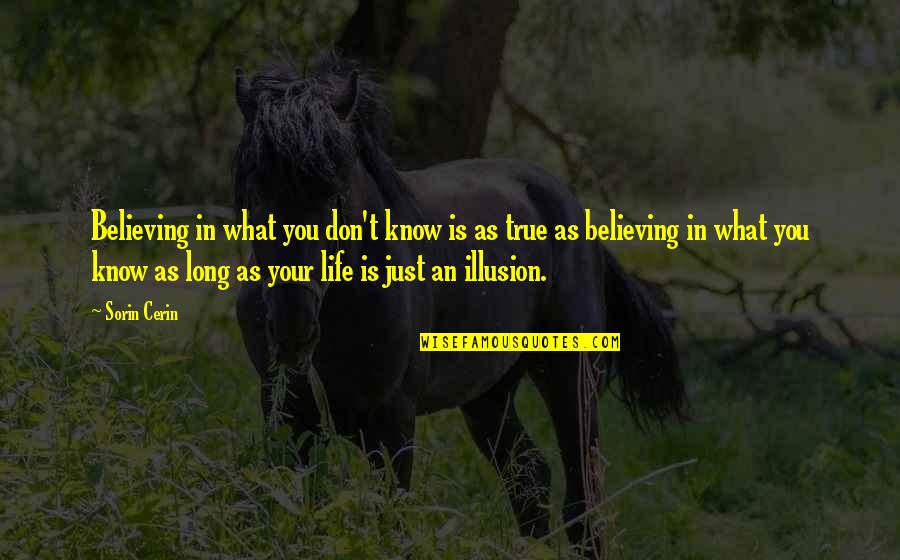 Sorin Quotes By Sorin Cerin: Believing in what you don't know is as Sorin Quotes By Sorin Cerin: Believing in what you don't know is as