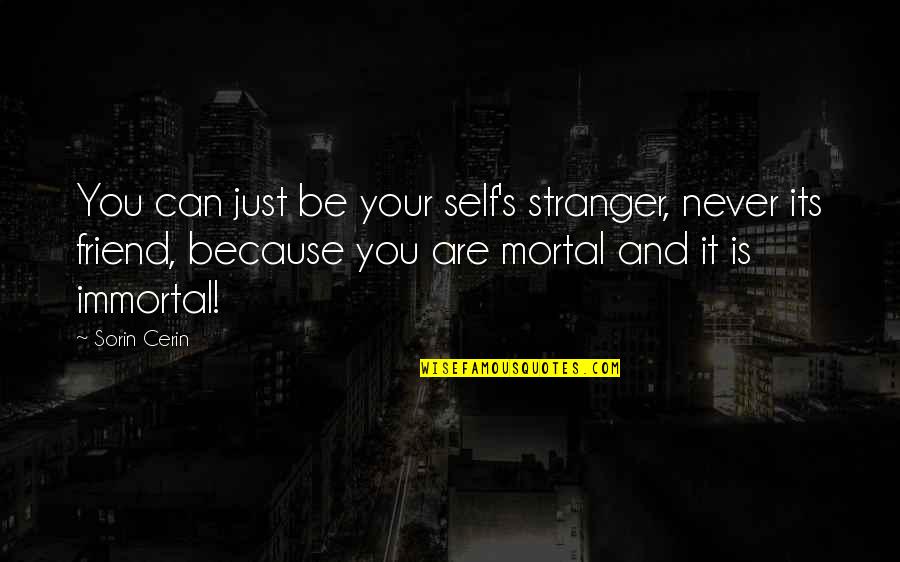 Sorin Quotes By Sorin Cerin: You can just be your self's stranger, never Sorin Quotes By Sorin Cerin: You can just be your self's stranger, never