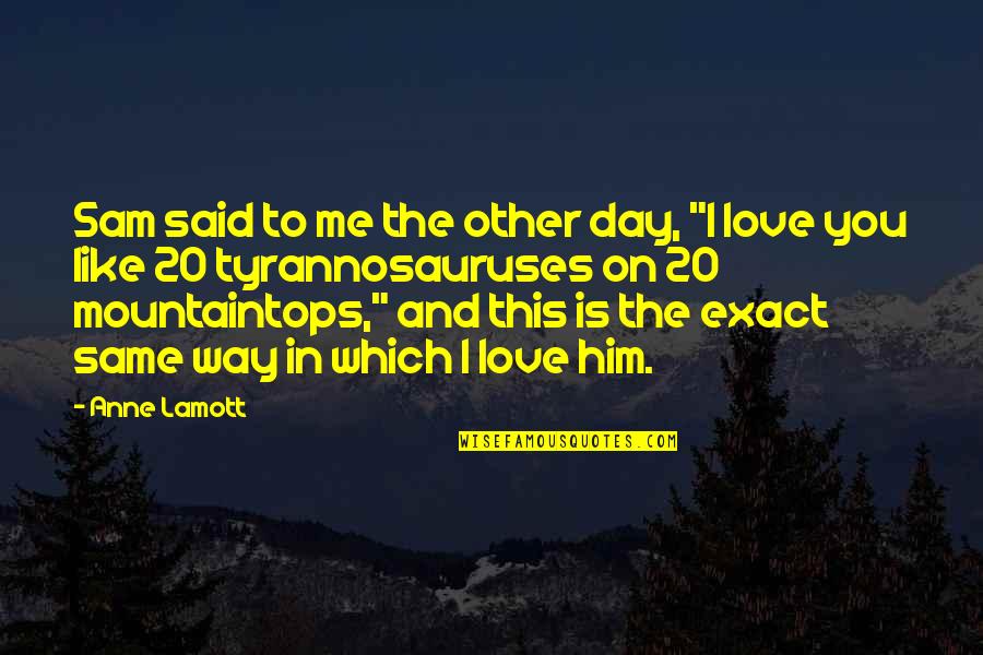 Soriya Head Quotes By Anne Lamott: Sam said to me the other day, "I Soriya Head Quotes By Anne Lamott: Sam said to me the other day, "I