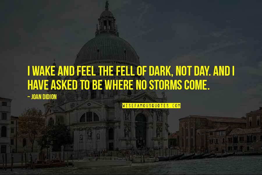 Soriya Head Quotes By Joan Didion: I wake and feel the fell of dark,