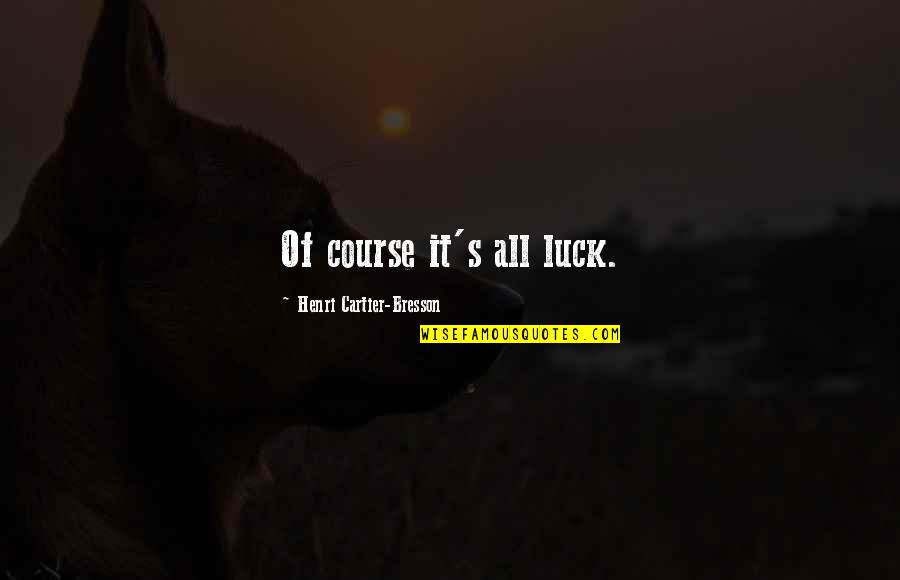Soro Flynn Quotes By Henri Cartier-Bresson: Of course it's all luck. Soro Flynn Quotes By Henri Cartier-Bresson: Of course it's all luck.