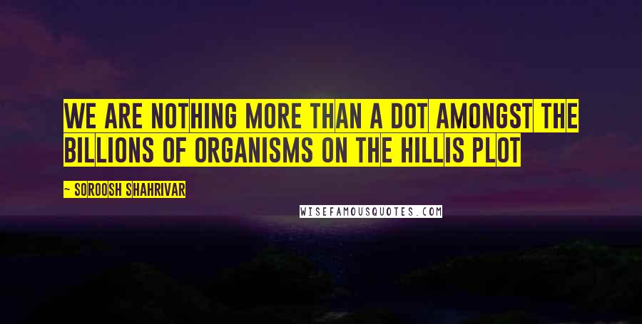 Soroosh Shahrivar quotes: We are nothing more than a dot amongst the billions of organisms on the Hillis plot