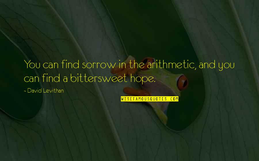 Sorrow And Hope Quotes By David Levithan: You can find sorrow in the arithmetic, and