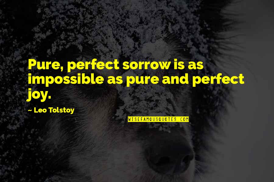 Sorrow And Joy Quotes By Leo Tolstoy: Pure, perfect sorrow is as impossible as pure